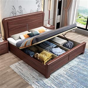 Modern simple solid wood double bed home adult