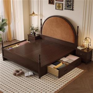 Retro American style solid wood bed