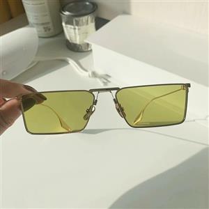 Light green metal square frame sunglasses small frame same style concave shape sunglasses sunglasses trend