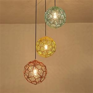 Nordic creative three-head dining pendant Personalized iron multi-faceted ball lamp Living room bedroom decorative lamp